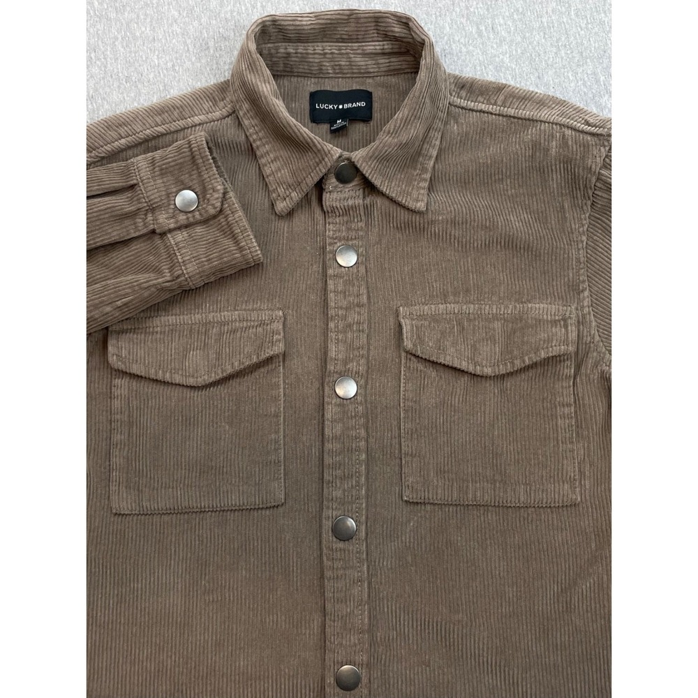 Lucky Brand Shirt Mens Medium Brown 100% Cotton Corduroy Pockets